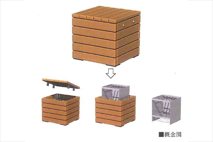 シティテラス神崎川駅前スツール兼用非常用炊き出しかまど概念図